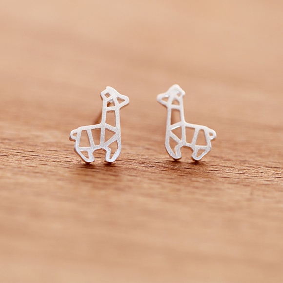 sterling silver giraffe earrings
